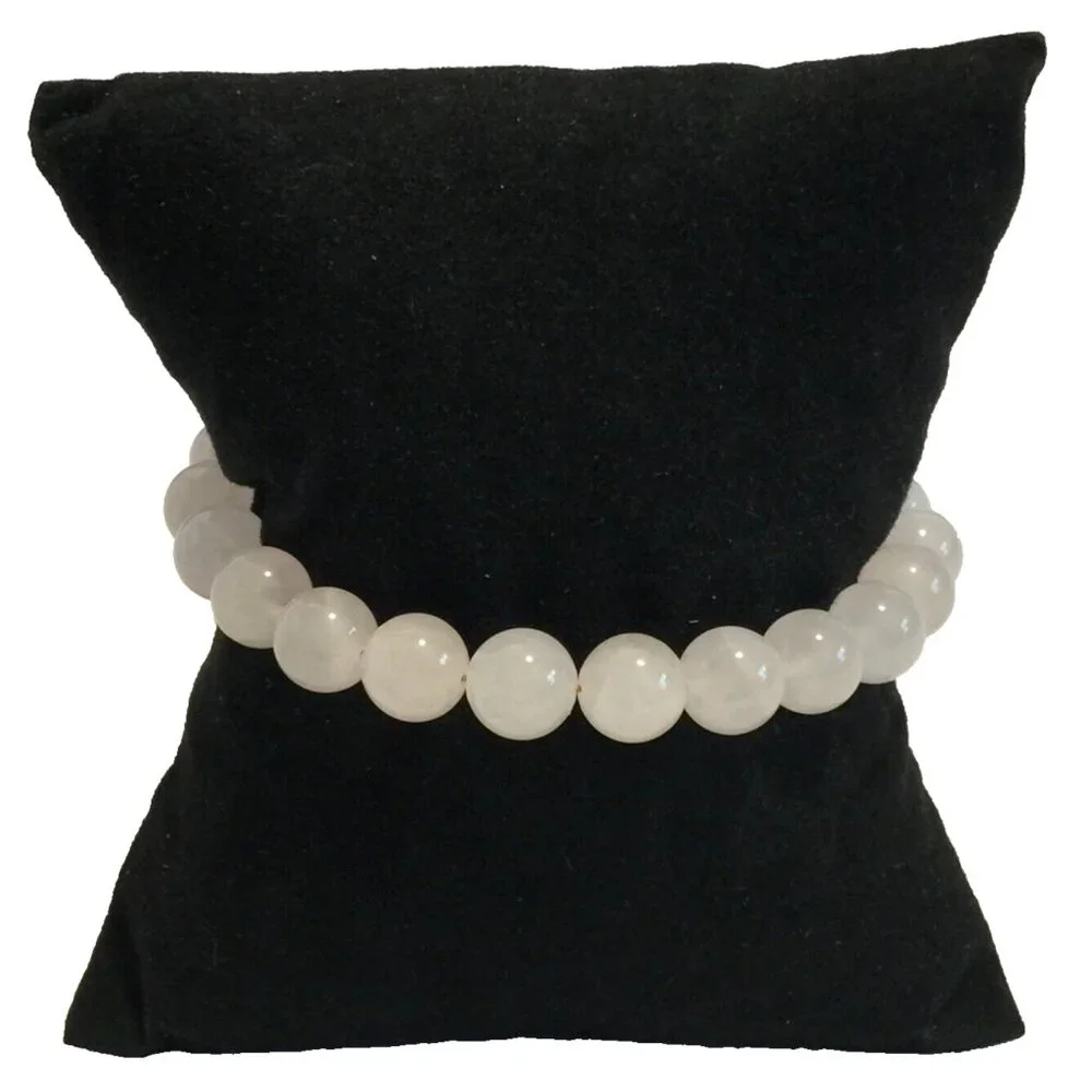 VINTAGE 90s PINK QUARTZ BEADED BRACELET SIZE 7-1/4
